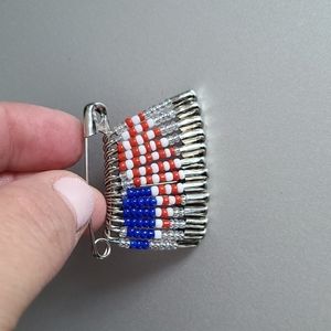 American Flag Patriotic Heart Shape Pin